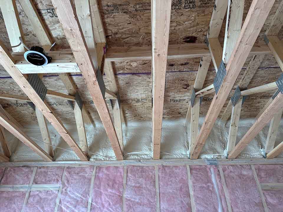 Spray foam on rim joists.